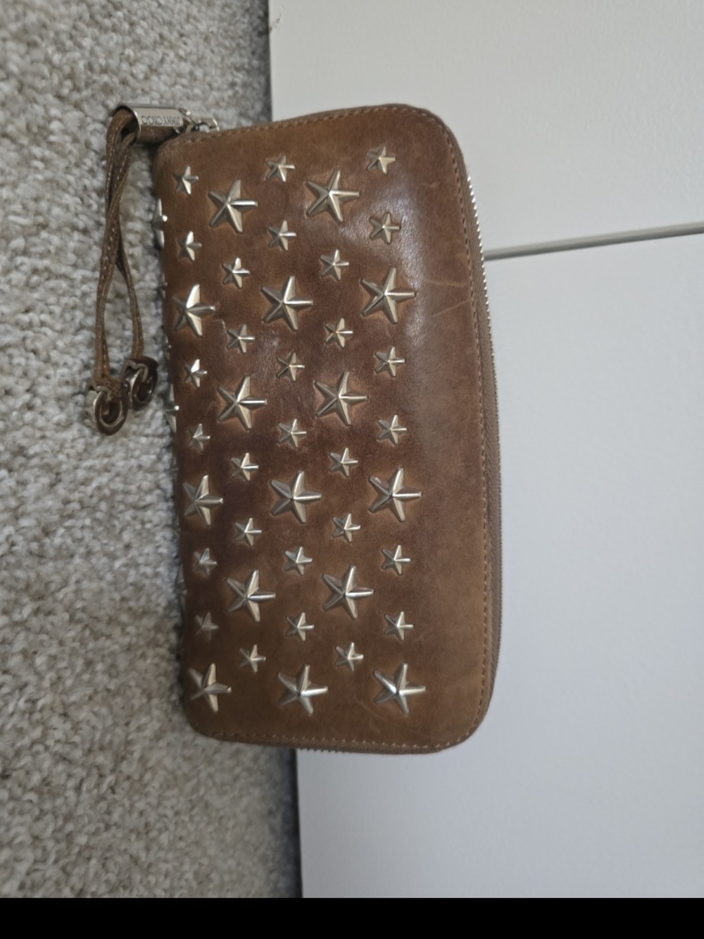 Jimmy Choo Brown Star-Studded Leather Wristlet Wallet - Picture 3 of 12